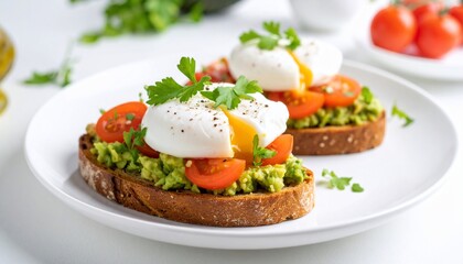 Delicious Avocado Toast with Poached Egg and Cherry Tomatoes