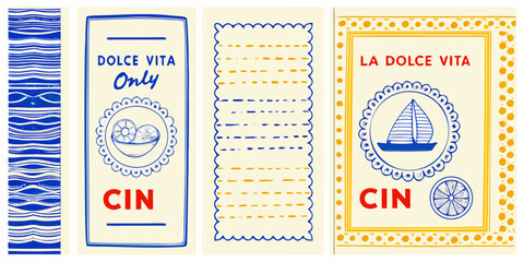 Italian inspired design elements featuring dolce vita text and nautical motifs © Apurba