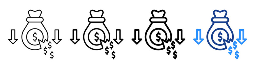 Cost Reduction Icon Different Style Outline Collection Set