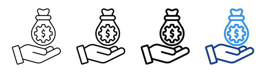 Revenue Management Icon Different Style Outline Collection Set