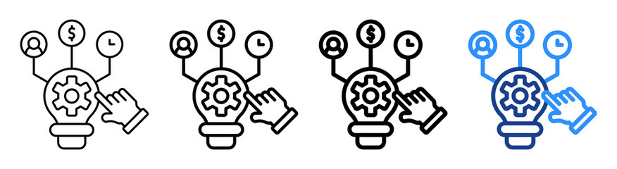 Resource Allocation Icon Different Style Outline Collection Set