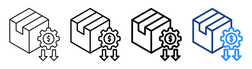 Reduce Cost Icon Different Style Outline Collection Set