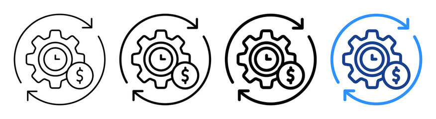 Cost Efficiency Icon Different Style Outline Collection Set
