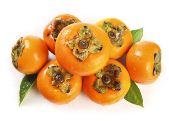 Fresh Fuping Persimmons from Shaanxi China Sweet Orange Fruit on White Background