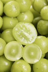 Fresh Green Grapes with Water Droplets - Healthy Fruit Background