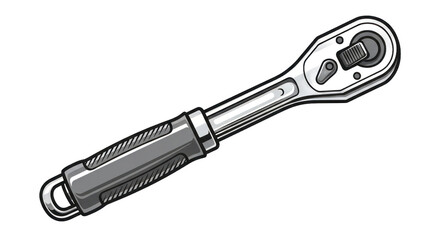 Obraz premium Detailed illustration of a ratchet wrench with a metallic design and transparent background