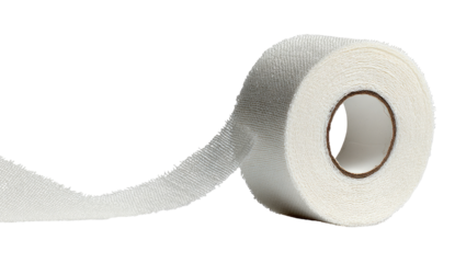 Rolled, white adhesive tape
