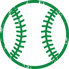 a green baseball icon with distressed texture on transparent background