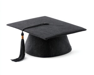 Top Of Graduation Hat. Copy Space for Graduating Student on Isolated White Background