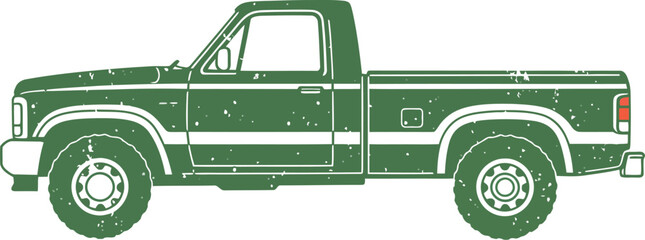 vintage green pickup truck silhouette on transparent background © RMvectors02