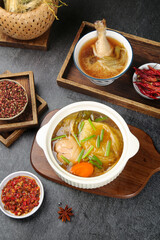 Traditional Chinese Herbal Chicken Soup with Jianhua Lemonflower and Dried Ingredients from Zhaoqing