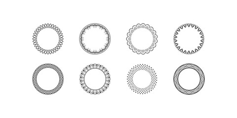 Round Celtic style vector frames and decorative borders collection with circular magical patterns, traditional ethnic symbols, ornamental illustration, heritage artwork and decorative motifs