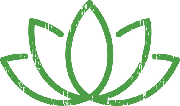 green lotus flower sketch art design on transparent background