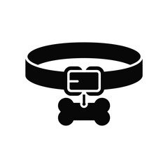 Black silhouette of a dog collar with a bone tag
