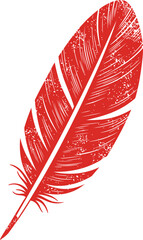a vibrant red feather illustration on transparent background © RMvectors02