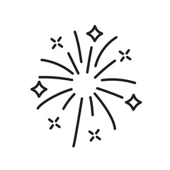 A vector icon of a firework explosion with sparkles and stars, representing celebration or New Year, created in line style with editable stroke