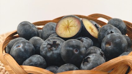 Ripe blueberries, nutritious organic fruit.
