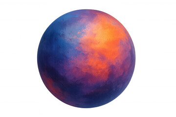 Swirling orange-blue exoplanet rotating against transparent space, showcasing dynamic planetary atmosphere with vivid color gradients for sci-fi visualization