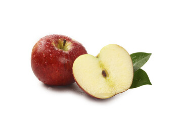 Fresh Red Apple with Dew Drops and Slice from Yunnan Plateau China
