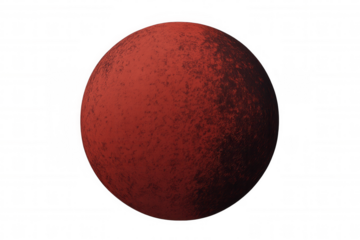 Rotating red planet with a detailed surface, isolated on transparent background, perfect for space-themed projects