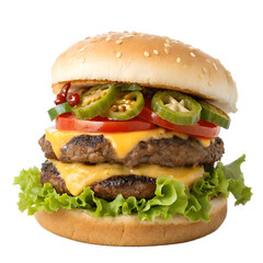Jalapeño Burger on transparent background