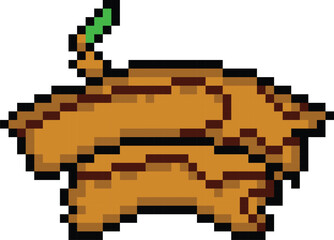 Obraz premium Pixel art wooden board game object element graphic