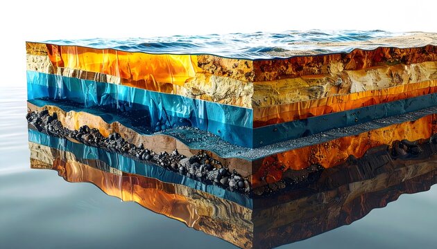 Earth's Hidden Riches: A Detailed Cross-Section of Subsurface Layers with Water, Gas, and Oil