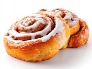 Fototapeta premium Iced cinnamon rolls with a golden, fluffy texture and sweet glaze, perfect for breakfast or a delicious dessert treat