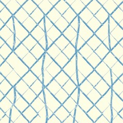 Fototapeta premium Seamless Pattern of Blue Bamboo Design on Beige Background texture pale yellow crisscross repeating wallpaper textile fabric