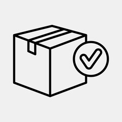 Icon cargo verification. Export import elements. Icon in line style.