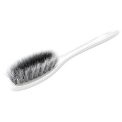 Elegant white grooming brush with soft bristles offers gentle care for hair and skin, perfect for personal care routines and beauty product visuals.
