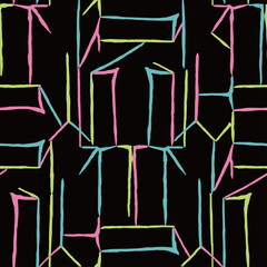 Vector geometric line art seamless pattern