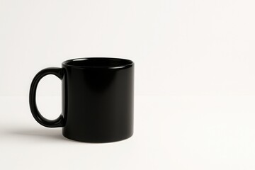 Minimal black coffee mug on white background great for product mockups modern branding and ecommerce presentations