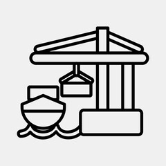 Icon sea port. Export import elements. Icon in line style.