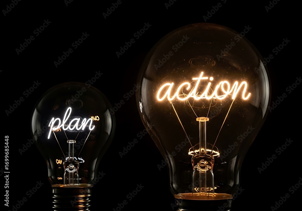 Poster from idea to execution the light bulb moment of strategy and implementation