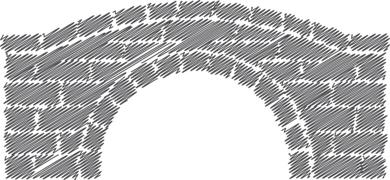 Textured stone archway silhouette with brick pattern