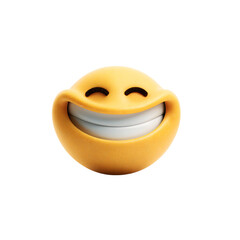 Joyful 3D emoji face beaming with a wide, infectious grin and closed happy eyes, perfect for expressing delight and positive emotions.
