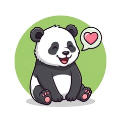 Cute Happy Panda with Heart Bubble Cartoon Vector Illustration.