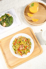 Stir-Fried Zucchini Vegetable Medley with Asparagus and Orange Juice Healthy Meal