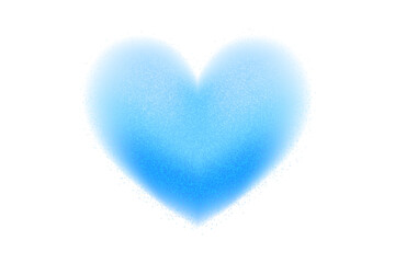 Bright blue abstract hearts with smooth colour transitions and trendy Y2K aesthetics. Grainy, noise vector shapes blurred with a light, airy aura. 