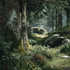 Obraz premium Sunlit Forest Glade