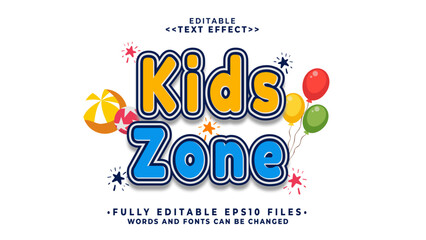 3d kids zone lowercase text effect.typhography logo