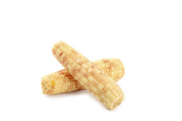 Fresh Baby Corn Cobs on White Background - Healthy Vegetable Food Photography
