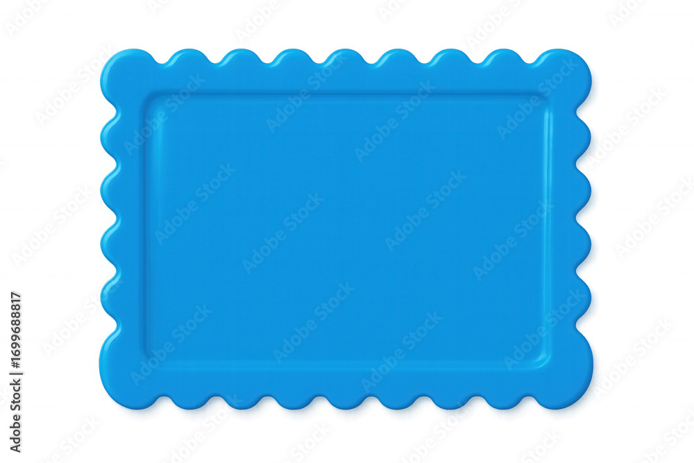 Poster blue scalloped frame hovering against transparent background, adding whimsical design element for cr