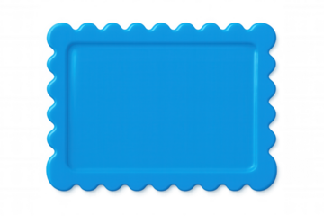 Blue scalloped frame hovering against transparent background, adding whimsical design element for creative graphic layouts