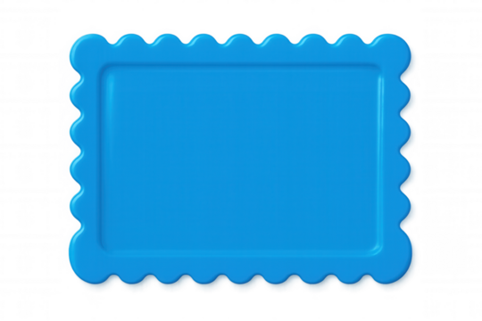 Blue scalloped frame hovering against transparent background, adding whimsical design element for creative graphic layouts