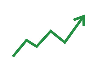 Obraz premium Green Upward Arrow Zigzag Line Graph on Transparent Background