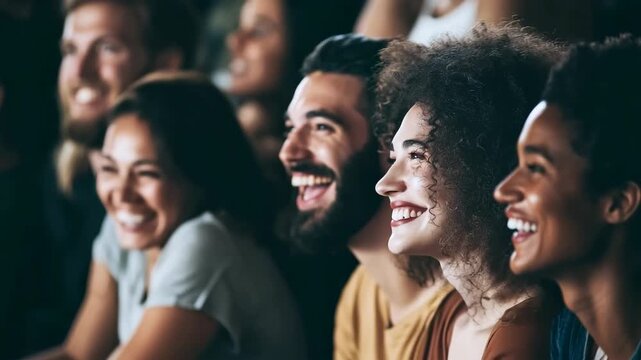 Happy Audience Laughing Together at Live Show
