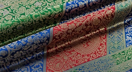 Elegant fabric background with intricate floral and paisley pattern