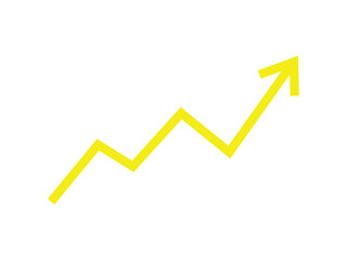 Obraz premium Yellow Arrow Pointing Upward with Zigzag Pattern on transparent background